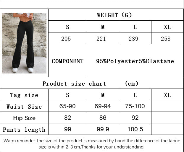 2025 casual sports pants women's summer new style v - waist slim flared pants trousers - Negative Apparel