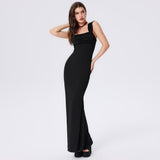 2025 New Arrival bodycon square - neck vest dress sxy slimming long fishtail dress - Negative Apparel