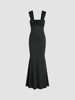 2025 New Arrival bodycon square - neck vest dress sxy slimming long fishtail dress - Negative Apparel