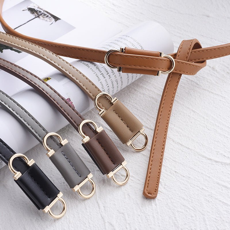 2025 new style non - porous thin PU leather belt for women, high - end versatile decorative clothing outerwear belt - Negative Apparel