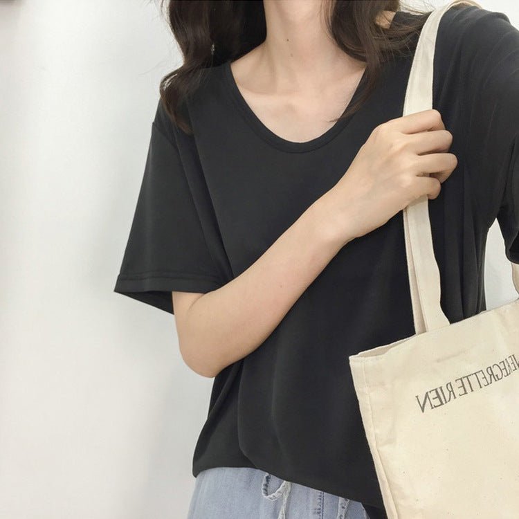 2025 short - sleeved women's T-shirt ins stylish v - neck tops for women new summer online celebrity slim top - Negative Apparel