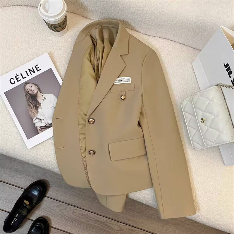 2025 spring design sense college style casual street suit black short suit jacket - Negative Apparel