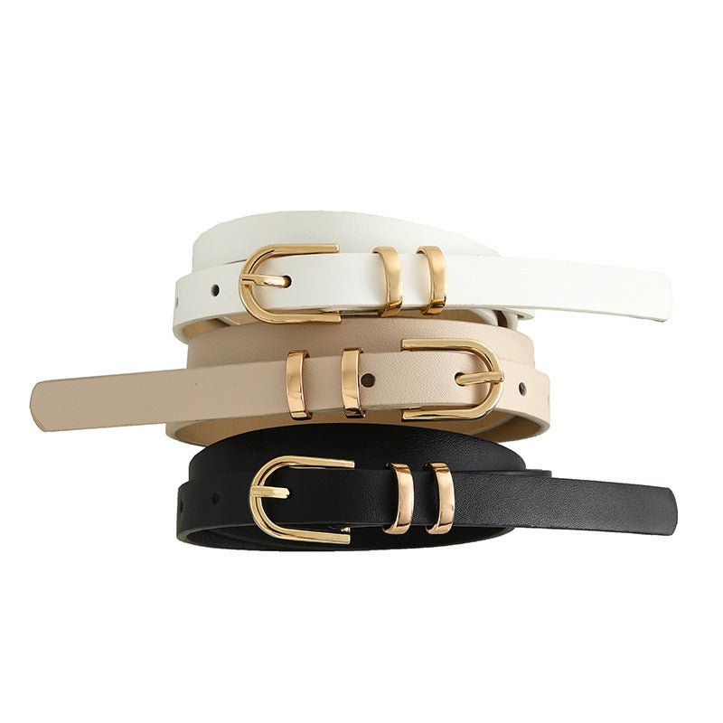 2025 summer Korean style small fresh dress decorative thin belt ladies fashion simple pin buckle belt female - Negative Apparel