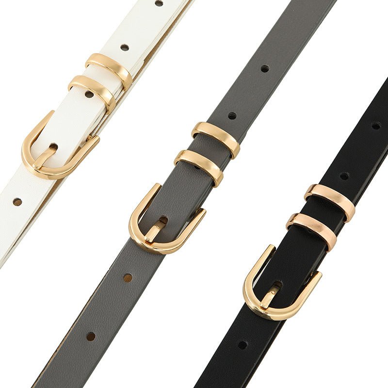 2025 summer Korean style small fresh dress decorative thin belt ladies fashion simple pin buckle belt female - Negative Apparel
