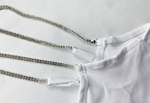2025 Summer New Women's Diamond Chain Slim Fit Top Sexy Low - cut Suspender Bodysuit - Negative Apparel
