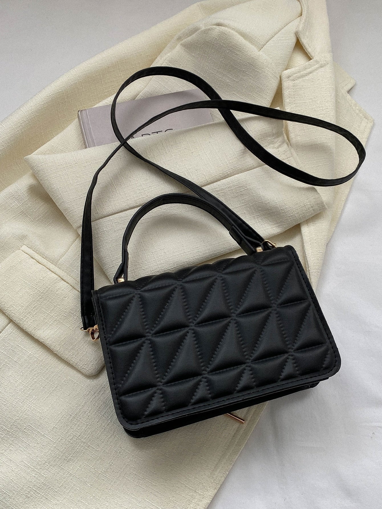 Elegant Portable Mini Stylish Flap Top Handle Bag With Adjustable Shoulder Strap For Female,For Lady Best Personalized Gifts For Women, Mom & Girlfriends - Negative Apparel