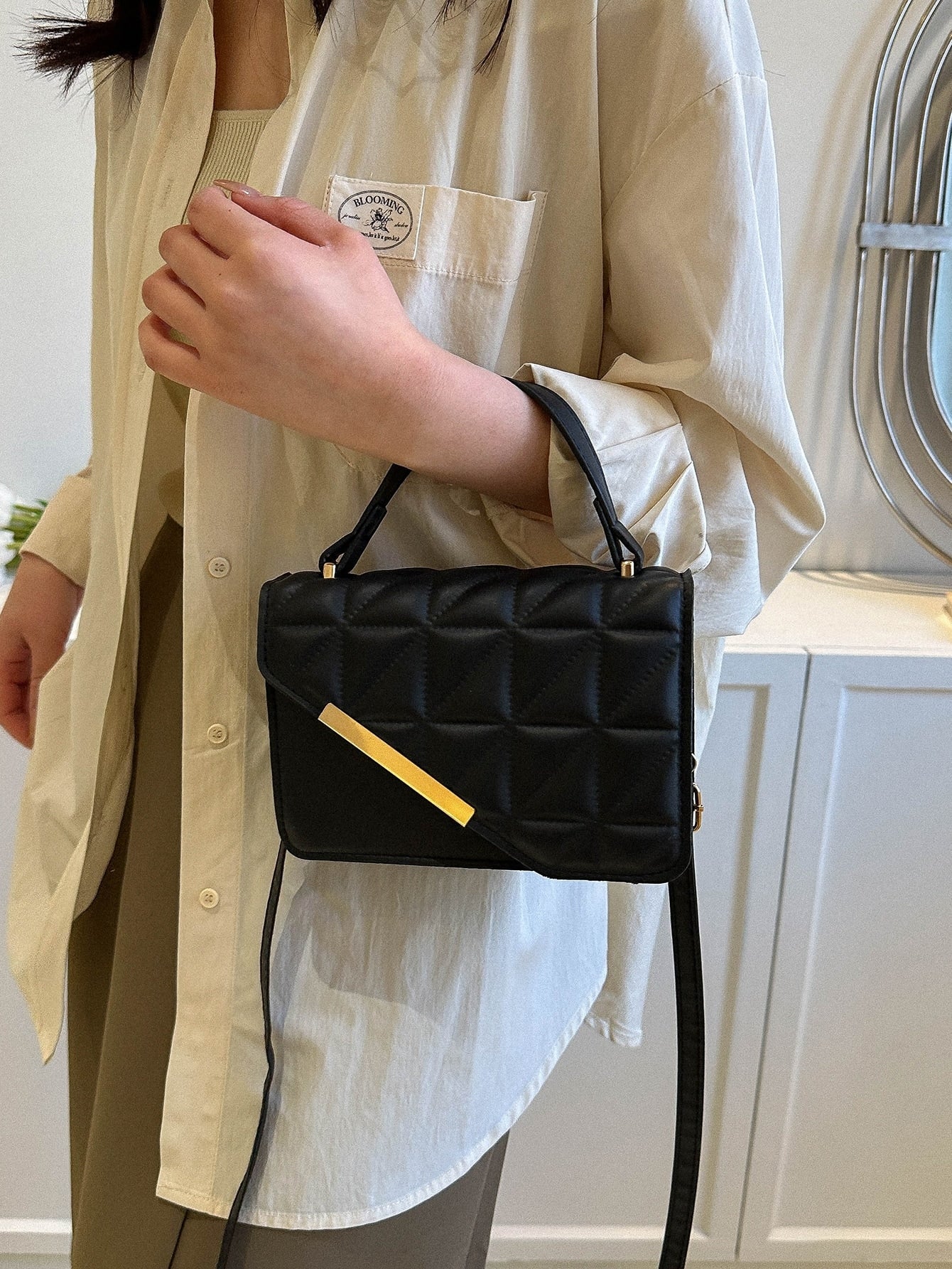 Elegant Portable Mini Stylish Flap Top Handle Bag With Adjustable Shoulder Strap For Female,For Lady Best Personalized Gifts For Women, Mom & Girlfriends - Negative Apparel