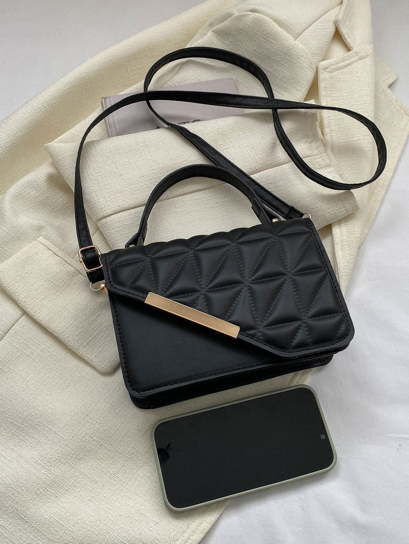 Elegant Portable Mini Stylish Flap Top Handle Bag With Adjustable Shoulder Strap For Female,For Lady Best Personalized Gifts For Women, Mom & Girlfriends - Negative Apparel