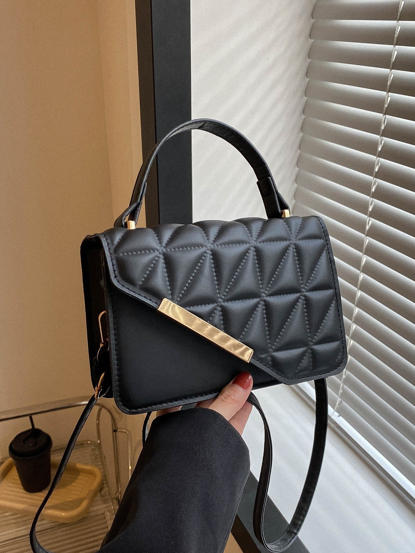 Elegant Portable Mini Stylish Flap Top Handle Bag With Adjustable Shoulder Strap For Female,For Lady Best Personalized Gifts For Women, Mom & Girlfriends - Negative Apparel