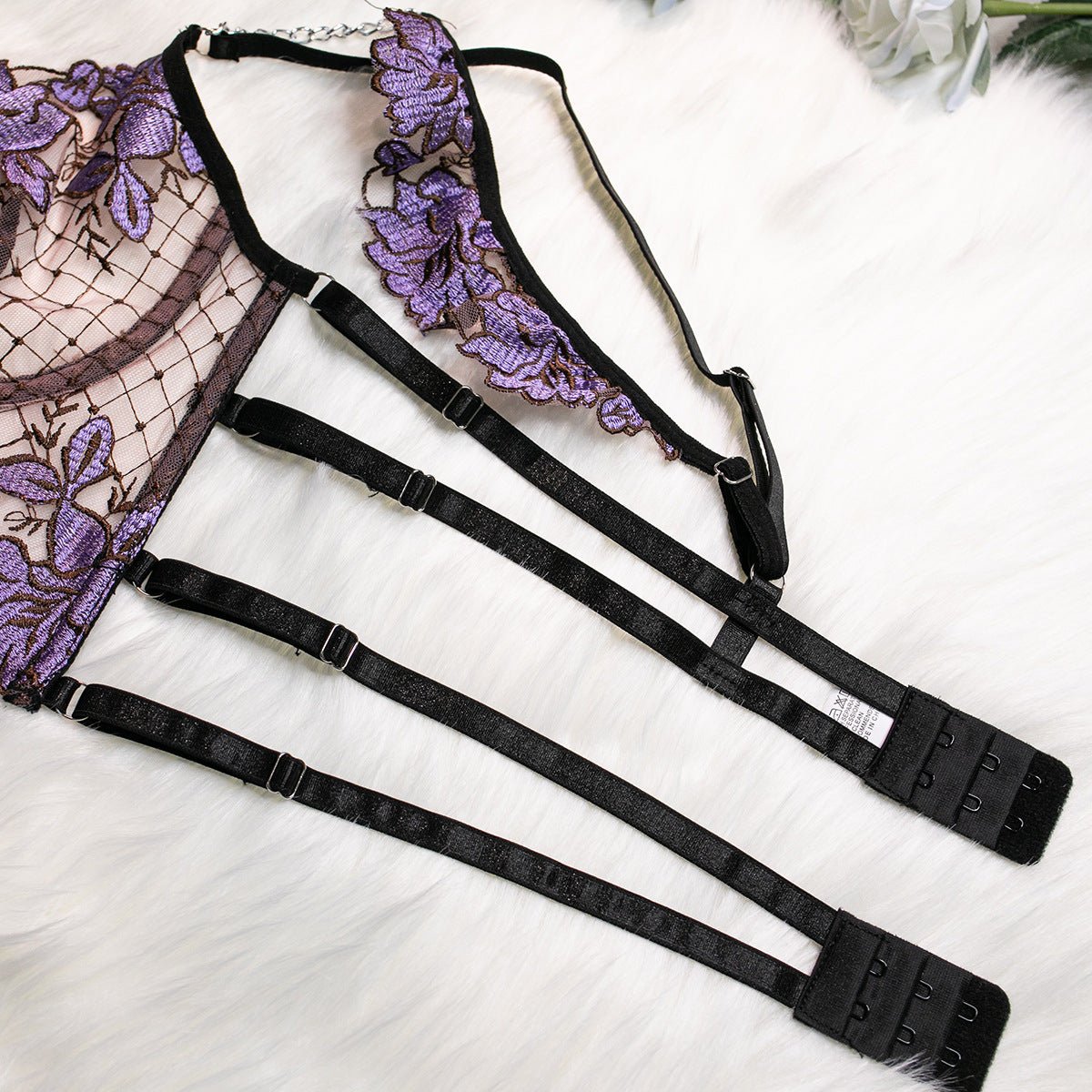 Embroidered flowers gathered cute metal pendant four - piece set - Negative Apparel