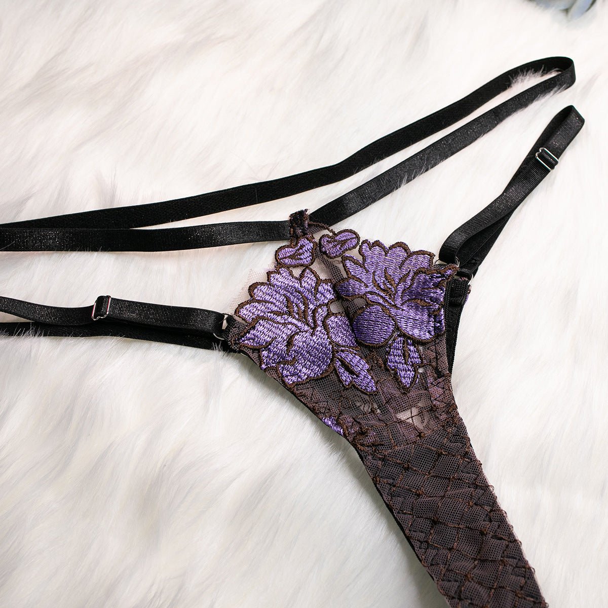 Embroidered flowers gathered cute metal pendant four - piece set - Negative Apparel