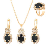 Fashionable and popular jewelry set, elegant diamond zircon necklace, earrings and ring combination set, bridal party accessories - Negative Apparel