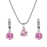 Fashionable and popular jewelry set, elegant diamond zircon necklace, earrings and ring combination set, bridal party accessories - Negative Apparel