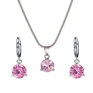 Fashionable and popular jewelry set, elegant diamond zircon necklace, earrings and ring combination set, bridal party accessories - Negative Apparel