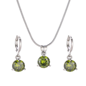 Fashionable and popular jewelry set, elegant diamond zircon necklace, earrings and ring combination set, bridal party accessories - Negative Apparel