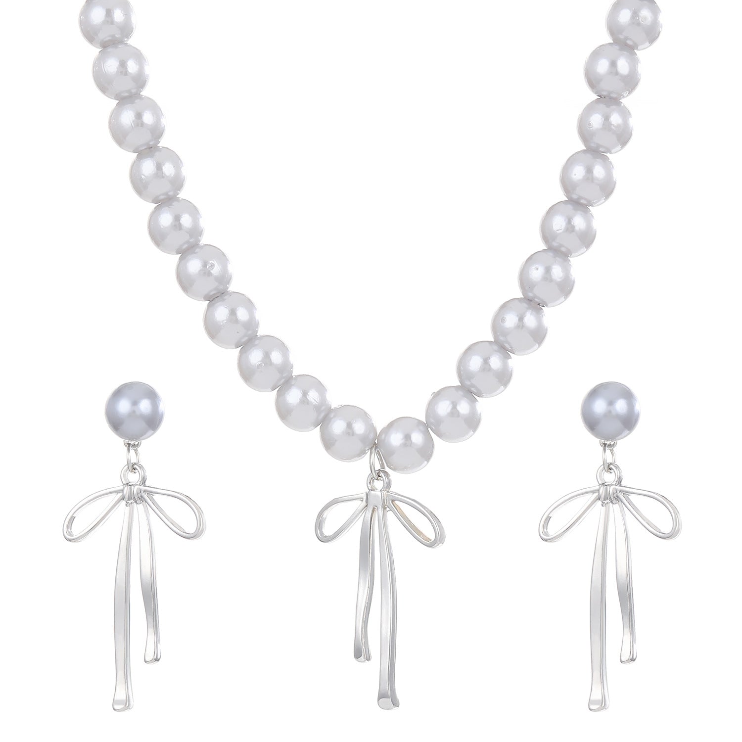 Fashionable and popular jewelry set, elegant diamond zircon necklace, earrings and ring combination set, bridal party accessories - Negative Apparel