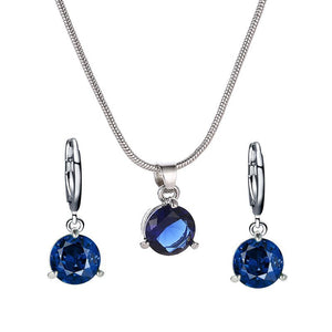 Fashionable and popular jewelry set, elegant diamond zircon necklace, earrings and ring combination set, bridal party accessories - Negative Apparel