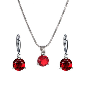 Fashionable and popular jewelry set, elegant diamond zircon necklace, earrings and ring combination set, bridal party accessories - Negative Apparel
