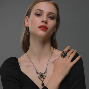 Fashionable and popular jewelry set, elegant diamond zircon necklace, earrings and ring combination set, bridal party accessories - Negative Apparel
