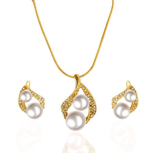 Fashionable and popular jewelry set, elegant diamond zircon necklace, earrings and ring combination set, bridal party accessories - Negative Apparel