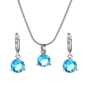 Fashionable and popular jewelry set, elegant diamond zircon necklace, earrings and ring combination set, bridal party accessories - Negative Apparel