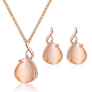Fashionable and popular jewelry set, elegant diamond zircon necklace, earrings and ring combination set, bridal party accessories - Negative Apparel