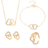 Fashionable and popular jewelry set, elegant diamond zircon necklace, earrings and ring combination set, bridal party accessories - Negative Apparel