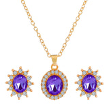 Fashionable and popular jewelry set, elegant diamond zircon necklace, earrings and ring combination set, bridal party accessories - Negative Apparel