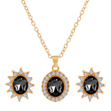 Fashionable and popular jewelry set, elegant diamond zircon necklace, earrings and ring combination set, bridal party accessories - Negative Apparel