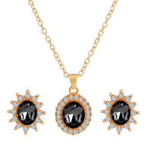 Fashionable and popular jewelry set, elegant diamond zircon necklace, earrings and ring combination set, bridal party accessories - Negative Apparel