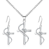 Fashionable and popular jewelry set, elegant diamond zircon necklace, earrings and ring combination set, bridal party accessories - Negative Apparel