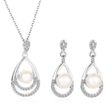 Fashionable and popular jewelry set, elegant diamond zircon necklace, earrings and ring combination set, bridal party accessories - Negative Apparel