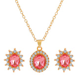 Fashionable and popular jewelry set, elegant diamond zircon necklace, earrings and ring combination set, bridal party accessories - Negative Apparel