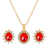 Fashionable and popular jewelry set, elegant diamond zircon necklace, earrings and ring combination set, bridal party accessories - Negative Apparel