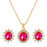 Fashionable and popular jewelry set, elegant diamond zircon necklace, earrings and ring combination set, bridal party accessories - Negative Apparel