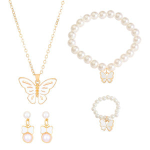 Fashionable and popular jewelry set, elegant diamond zircon necklace, earrings and ring combination set, bridal party accessories - Negative Apparel