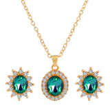 Fashionable and popular jewelry set, elegant diamond zircon necklace, earrings and ring combination set, bridal party accessories - Negative Apparel
