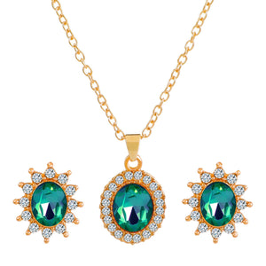 Fashionable and popular jewelry set, elegant diamond zircon necklace, earrings and ring combination set, bridal party accessories - Negative Apparel