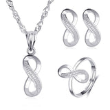 Fashionable and popular jewelry set, elegant diamond zircon necklace, earrings and ring combination set, bridal party accessories - Negative Apparel