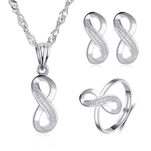 Fashionable and popular jewelry set, elegant diamond zircon necklace, earrings and ring combination set, bridal party accessories - Negative Apparel