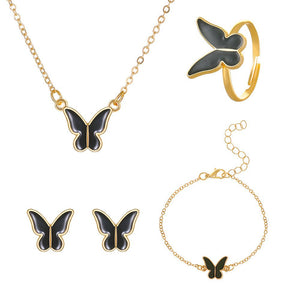 Fashionable and popular jewelry set, elegant diamond zircon necklace, earrings and ring combination set, bridal party accessories - Negative Apparel