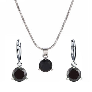 Fashionable and popular jewelry set, elegant diamond zircon necklace, earrings and ring combination set, bridal party accessories - Negative Apparel
