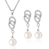 Fashionable and popular jewelry set, elegant diamond zircon necklace, earrings and ring combination set, bridal party accessories - Negative Apparel