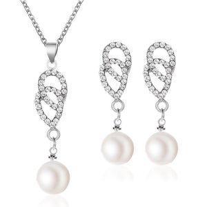 Fashionable and popular jewelry set, elegant diamond zircon necklace, earrings and ring combination set, bridal party accessories - Negative Apparel