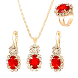 Fashionable and popular jewelry set, elegant diamond zircon necklace, earrings and ring combination set, bridal party accessories - Negative Apparel