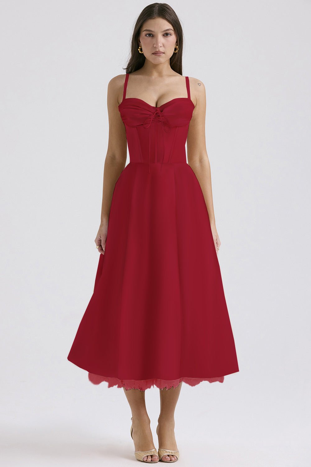 Floral series French summer suspender gentle style dress slim floral suspender long dress - Negative Apparel