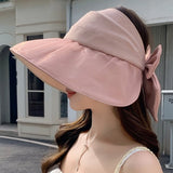 Hat for women summer small fresh sweet mesh empty top hat new outdoor travel bow sun hat - Negative Apparel