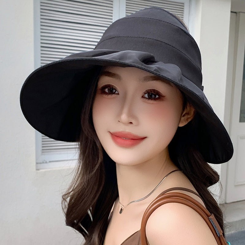 Hat for women summer small fresh sweet mesh empty top hat new outdoor travel bow sun hat - Negative Apparel