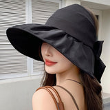 Hat for women summer small fresh sweet mesh empty top hat new outdoor travel bow sun hat - Negative Apparel