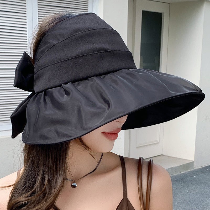 Hat for women summer small fresh sweet mesh empty top hat new outdoor travel bow sun hat - Negative Apparel